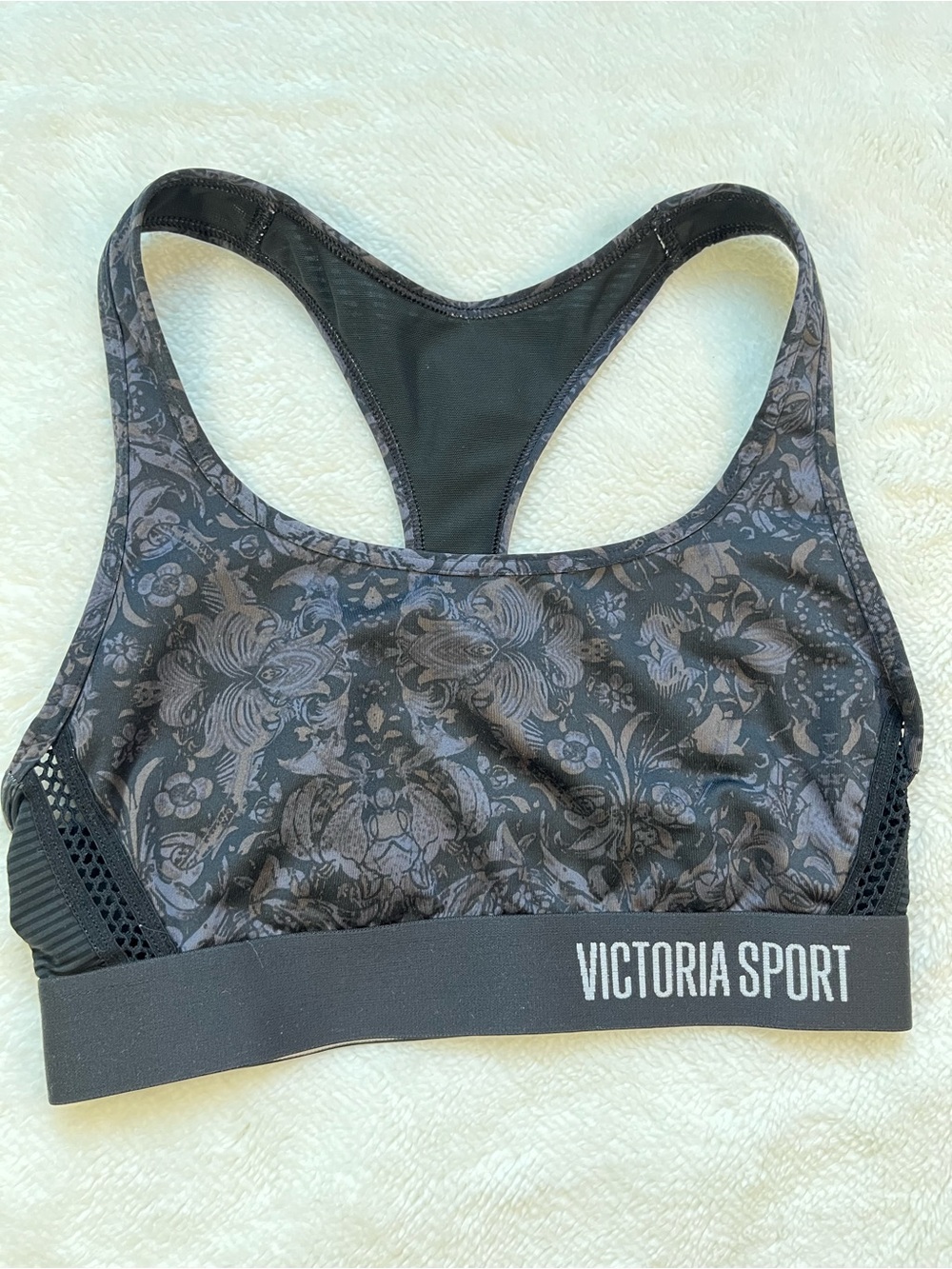 Victoria’s Secret Black Floral Racerback Sports Bra